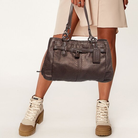 Coach Jayden Python Embossed Carryall Tote- Brown/Bronze - ONLY USED ONCE - Picture 1 of 16